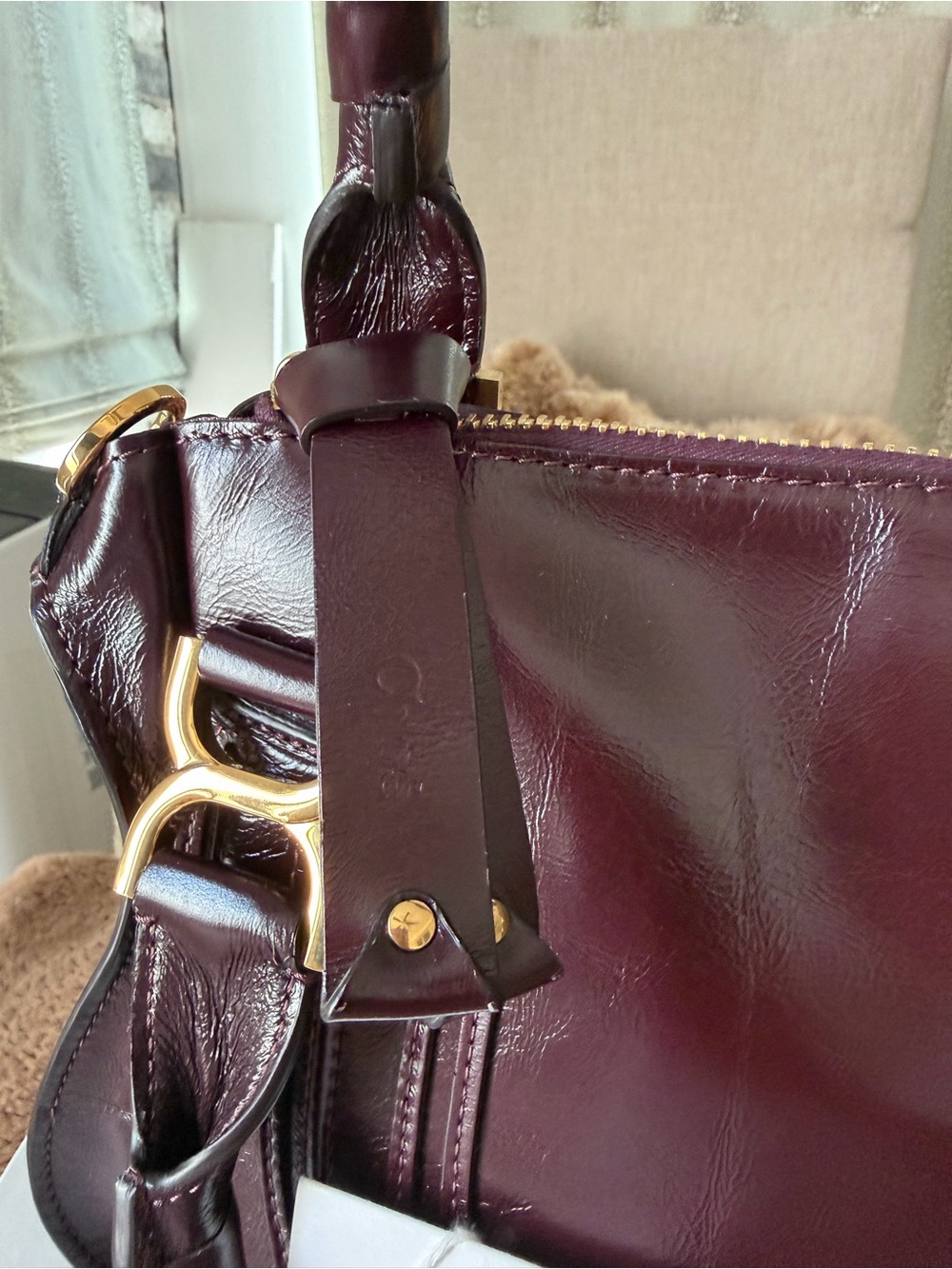 Chloe Small Top Handle Bag in Deep Burgundy - Picture 5 of 12